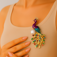 Broche Oiseau Paon