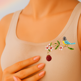 Broche Oiseau Framboisier